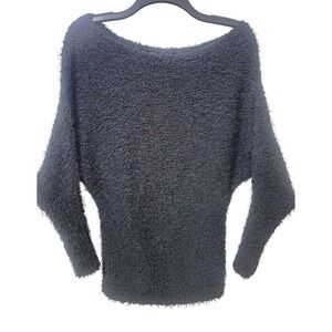 Maurices Black Sweater Fuzzy Soft Dolman Sweater Size S EUC